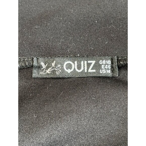 Black Wrap Tie Front Longline Blazer With Collar By Quiz - Picture 6 of 6